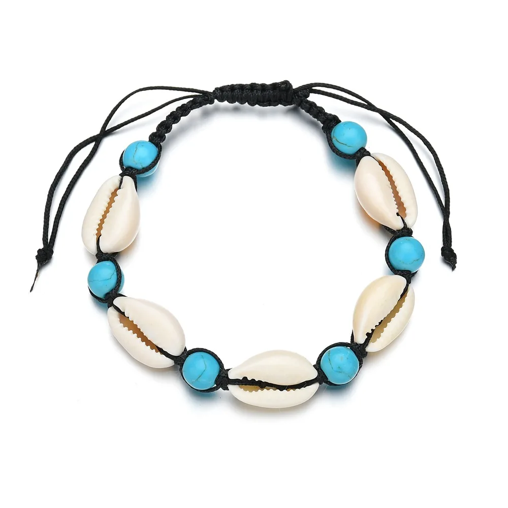 Hfarich модные популярные браслеты Cowrie Shell для женщин нежные синие Бусины Цвет