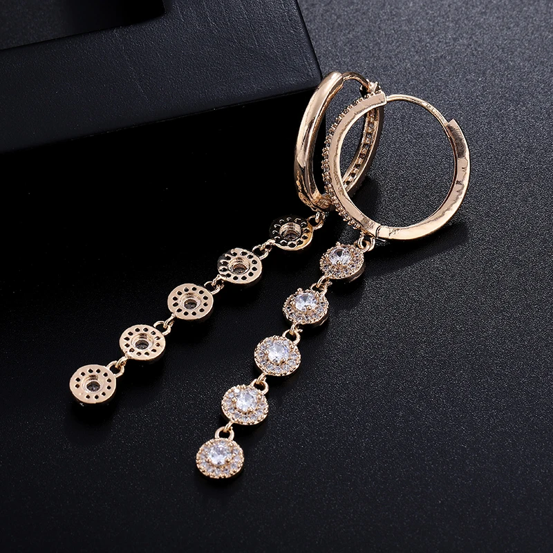 Женские серьги подвески с фианитами GAOLA модные овальные круглым кристаллом