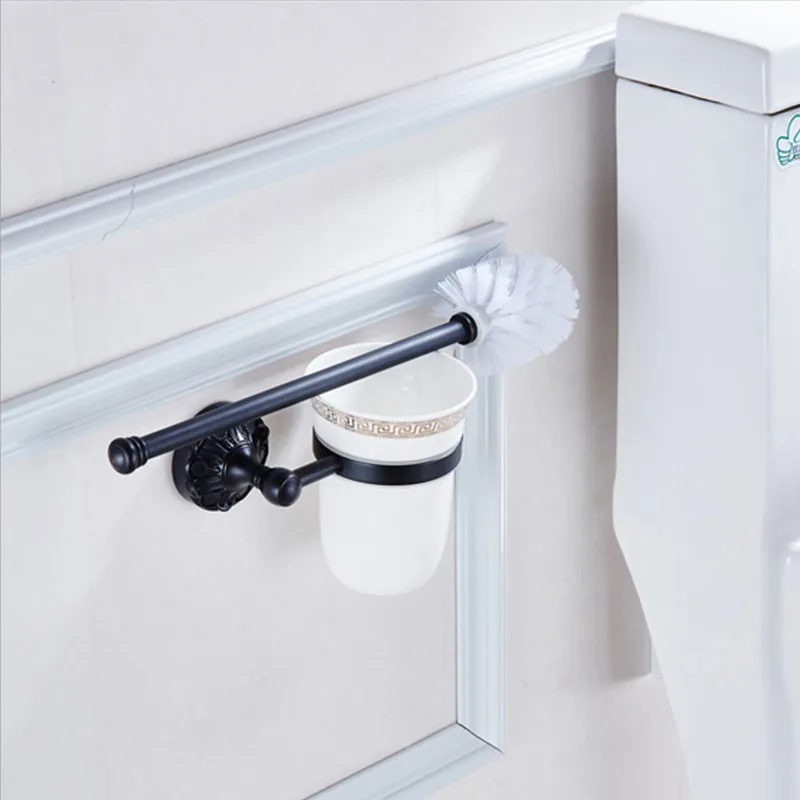 

Free shipping,America retro style black bronze bathroom accessories set 4pcs toilet brush holder paper holder towel ring 6200