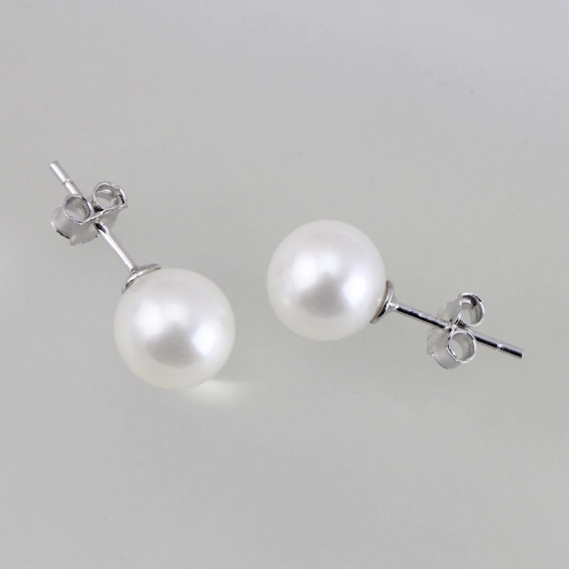 Подлинная пресной воды белый жемчуг серьги для маленьких девочек жемчужные