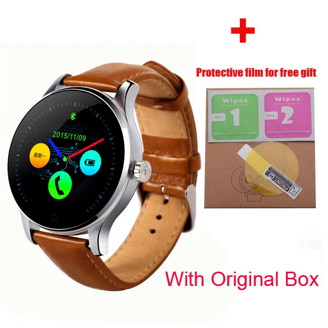 Silver leather Watch K88H Смарт-часы с Bluetooth звонком 1,22 дюймов ips экран Поддержка Спорт монитор сердечного ритма Bluetooth SmartWatch PK L8 Q8 DT98 - Цвет: Silver leather Watch