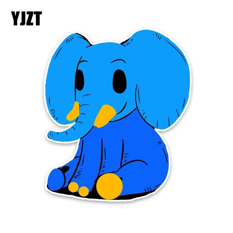 

YJZT 12.8CM*15CM Animal Blue Elephants Car Sticker Decal PVC Car Accessories 5-2037