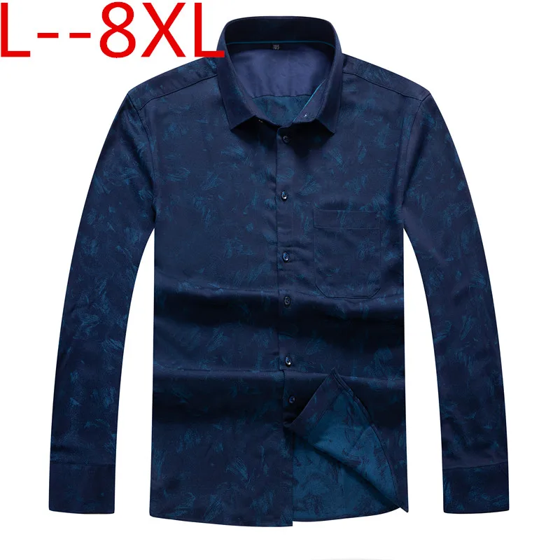 Рубашка мужская деловая свободного покроя с длинным рукавом и принтом 10XL/8XL/6XL/5XL |