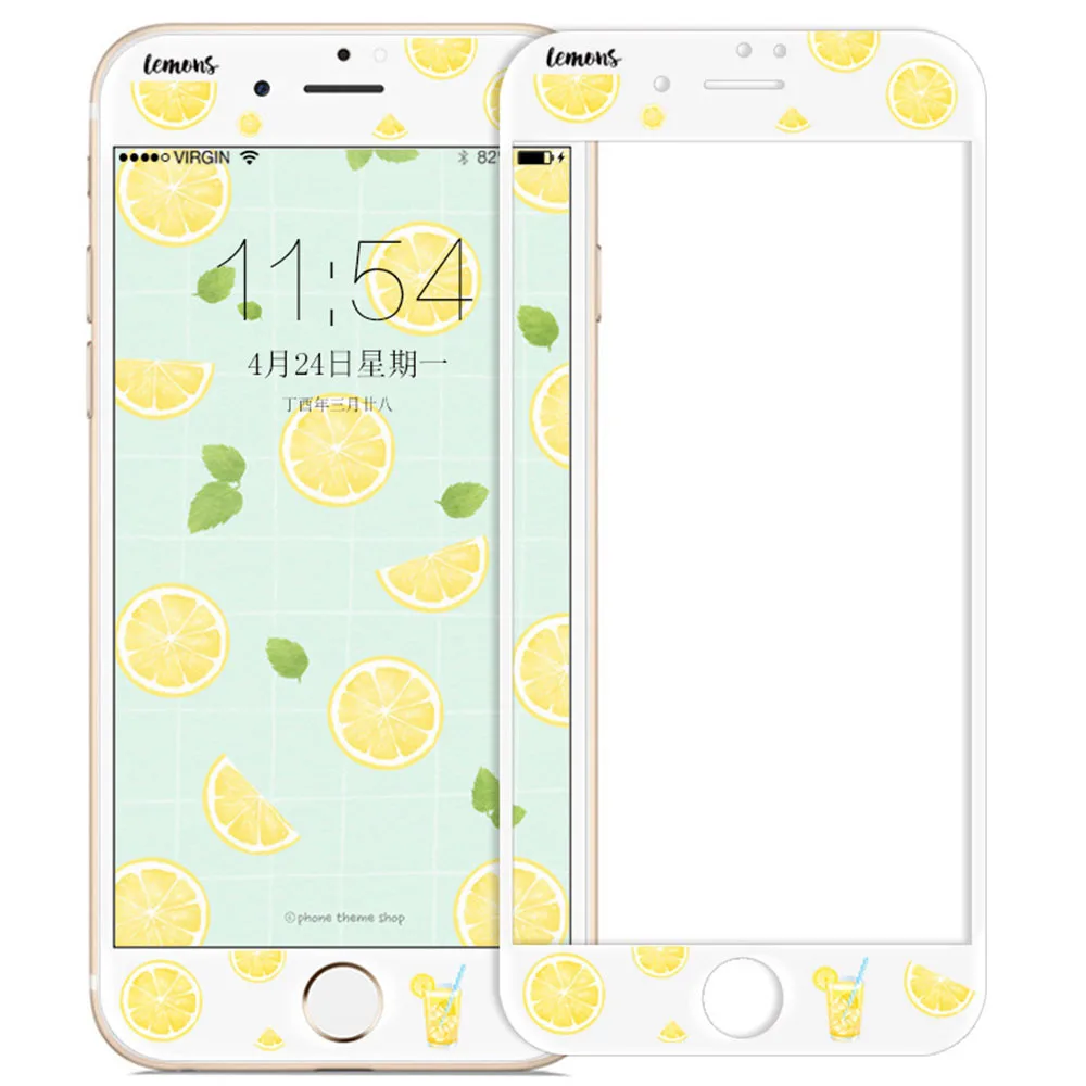 Lemon Милый мультяшный протектор экрана из закаленного стекла для iPhone 6, 7, 8, 6s Plus, защита экрана hello kitty для iPhone 6 Plus, 7 Plus, 8 - Цвет: Lemon