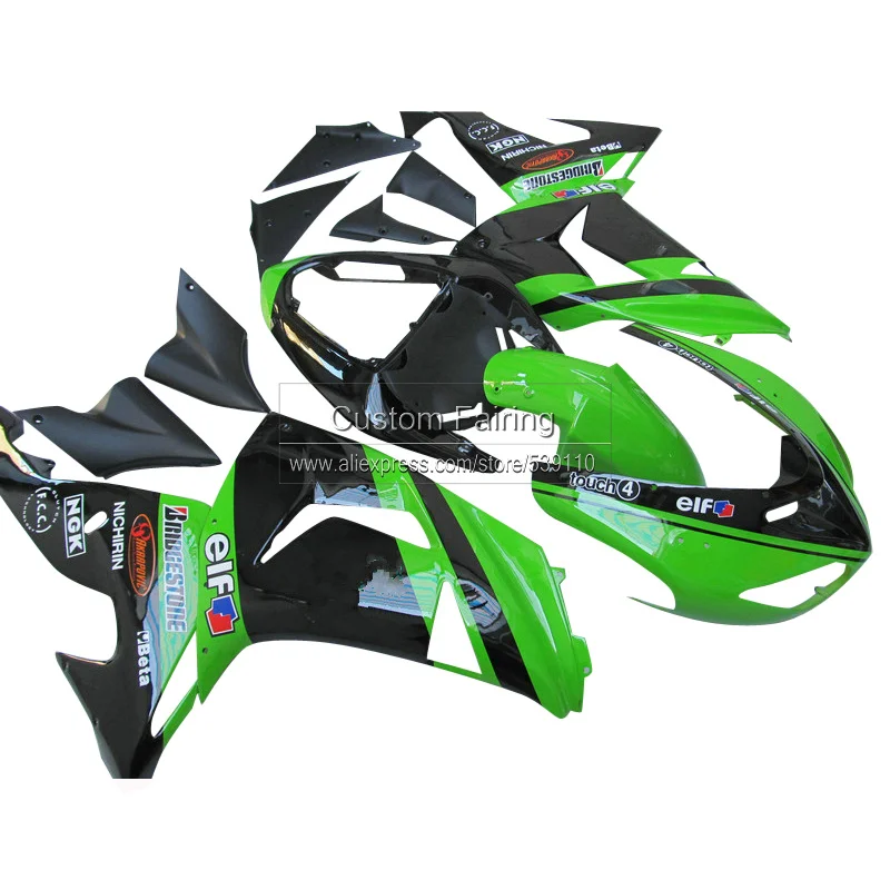 Поп Обтекатели для Kawasaki ZX10R zx * 10r 2007 2006 Ninja черный 07 06 зеленый обтекатель ZR22|Полные