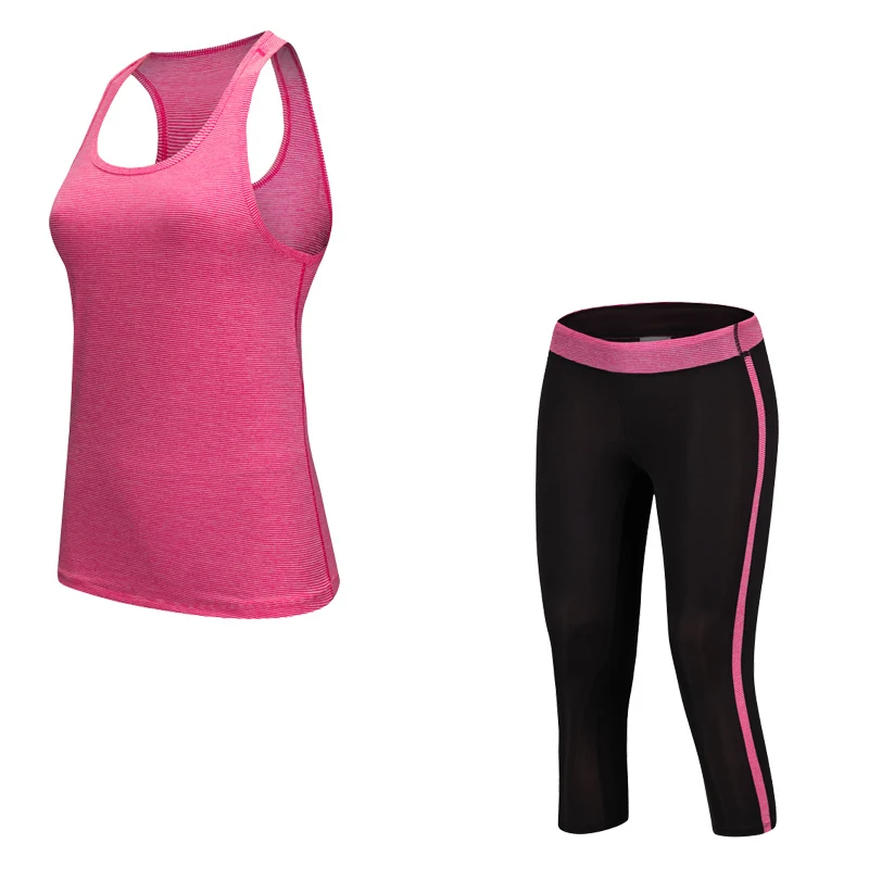 rose running sets Йога набор Фитнес Однотонная рубашка+ лоскутные брюки спортивные кроссовки женские колготки для бега леггинсы женские спортивные спортивная одежда комплект - Цвет: rose running sets