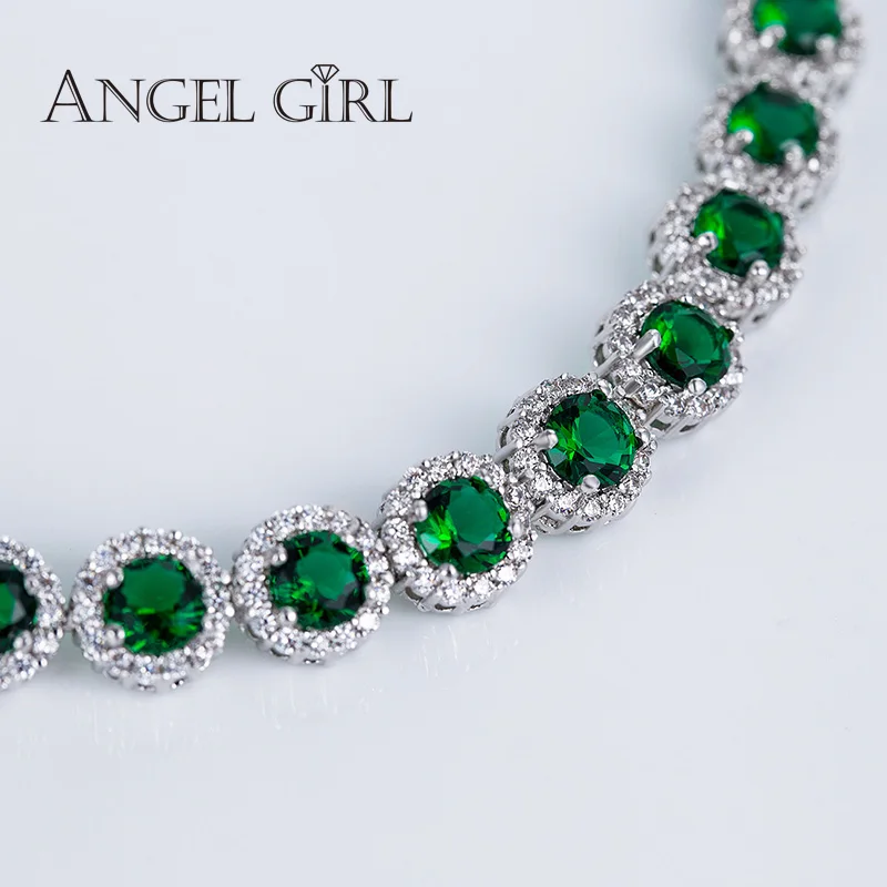 Angel Girl модный круглый белый золотой цвет роскошный зеленый кубический цирконий