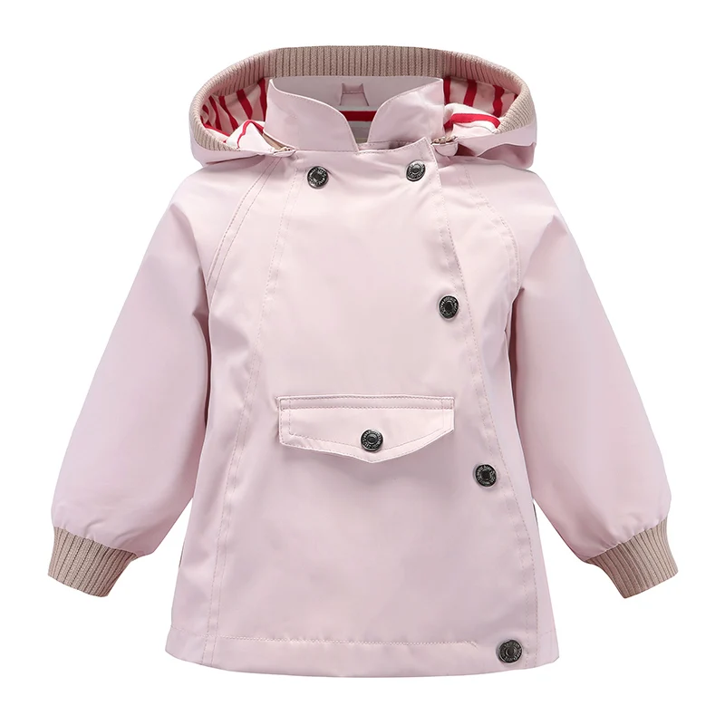 M19-8858 Pale pink M8858 весенняя одежда ветровка с защитой от дождя желтое пальто для девочек детские топы для мальчиков детская ветровка с капюшоном Осенняя верхняя одежда - Цвет: M19-8858 Pale pink