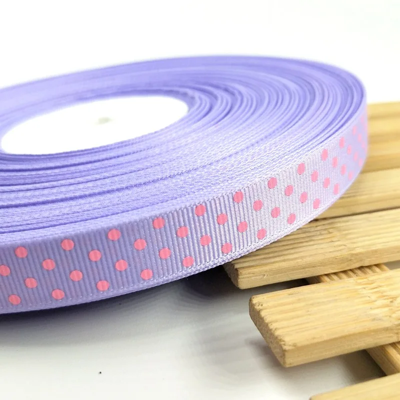 purple HL 5/8"(15MM) 10 Meters/lot Printed Dots Grosgrain Ribbons Gift Box Wrapping Belt Wedding Party Decorative Crafts - Цвет: purple