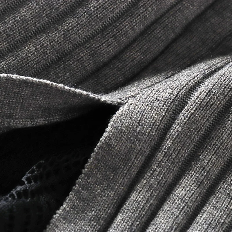 

Women knitted long skirt winter warm sweater Lace skirts midi knit female bottoms casual swing skirt autumn black Grey