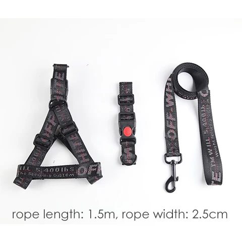 3pcs black Модный ошейник для собак с буквами, набор поводков 1,5 см, прочная нейлоновая веревка, поводок для французского бульдога, щенка, товары для животных, собак - Цвет: 3pcs black