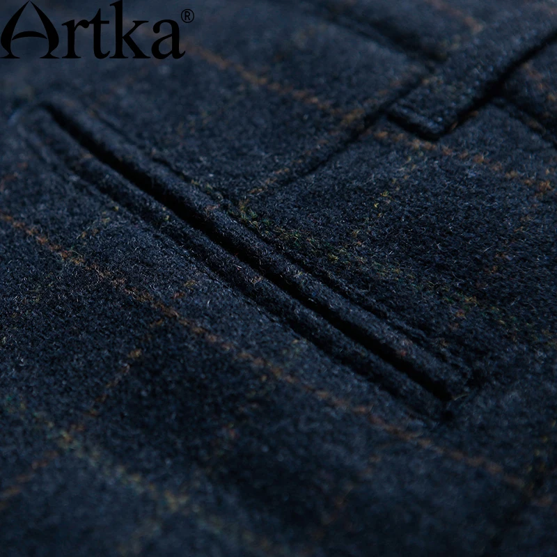 ARTKA женские весенние новые винтажные хлопковые Клетчатые Шерстяные Брюки