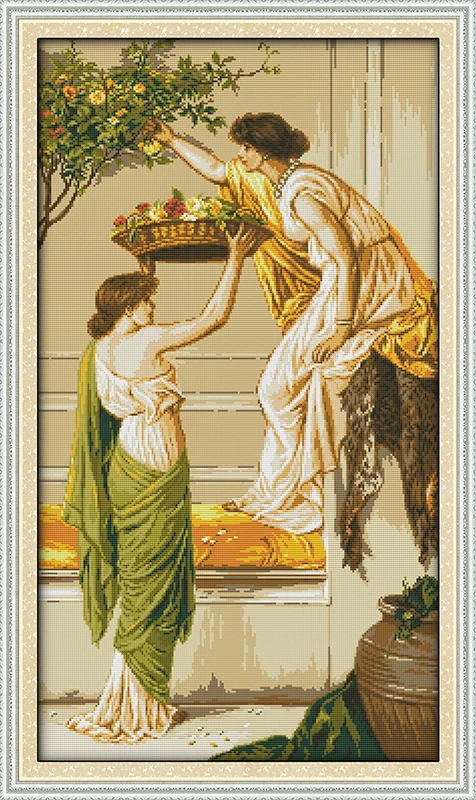 Набор для вышивки крестиком с изображением цветов женщин и людей 11 карат 100%|decorative