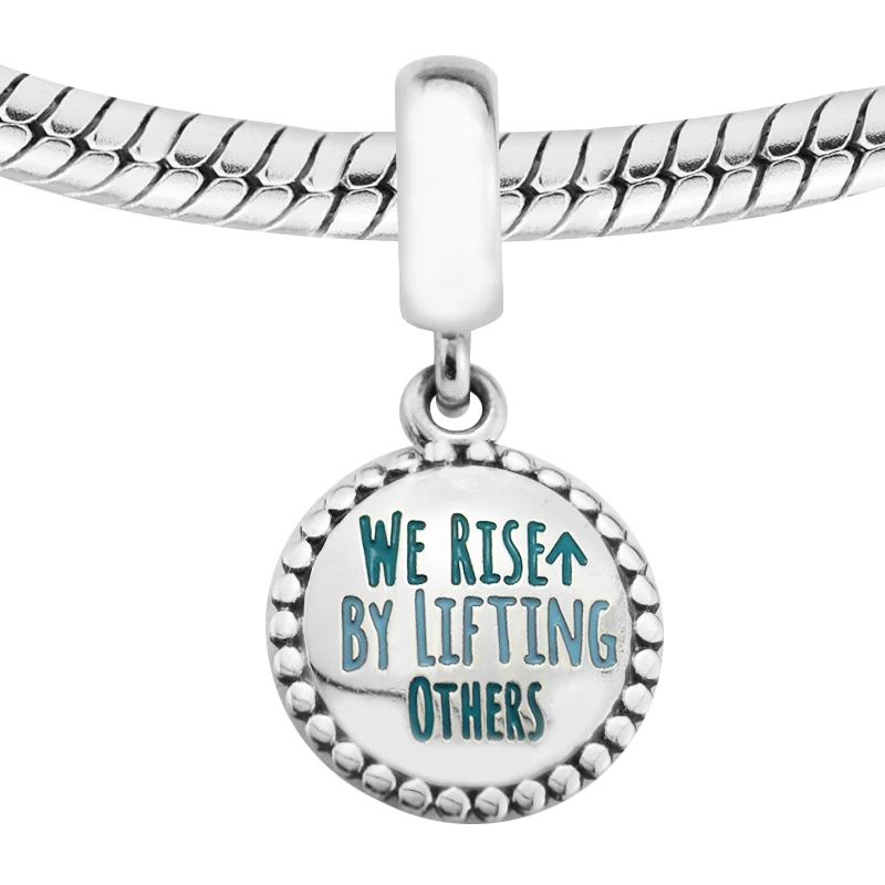 

Fits For CKK Beads Bracelets We Rise By Lifting Others Charms 100% 925 Sterling-Silver-Jewelry Free Shipping