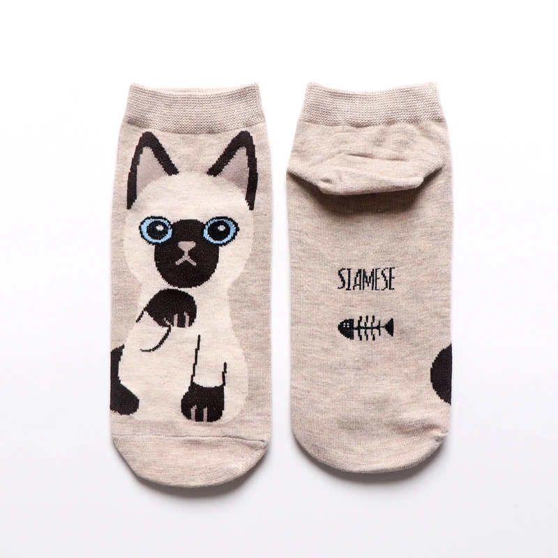 Kawaii/носки с героями мультфильмов; милые короткие носки-башмачки с закрытым носком и изображением кота, собаки; забавные повседневные короткие носки для мужчин и женщин; хлопковые носки Happy