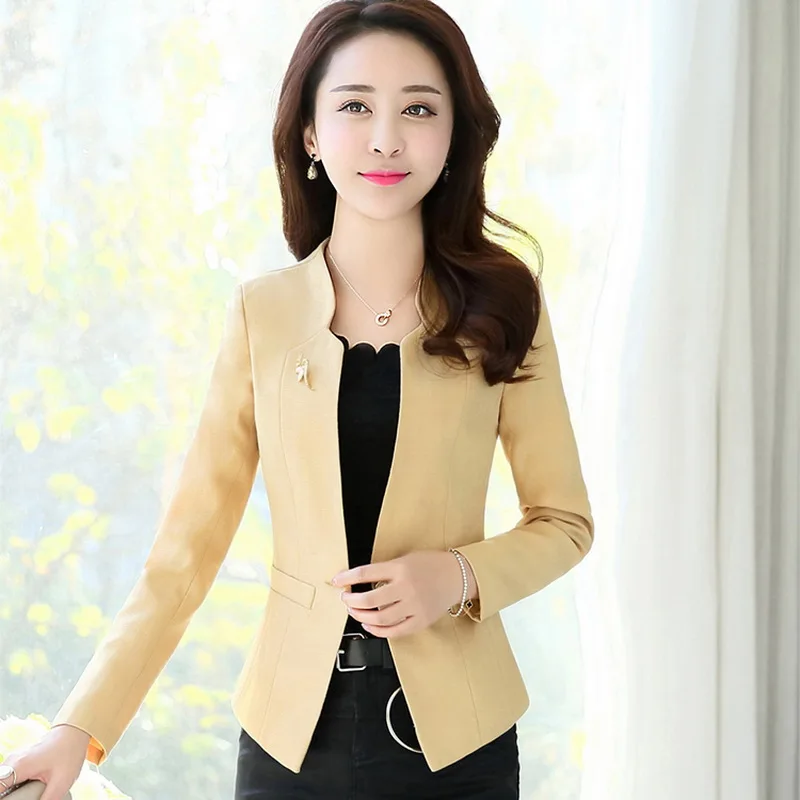 Новый Для женщин тонкий пиджак пальто мода Повседневное с длинным рукавом One Button