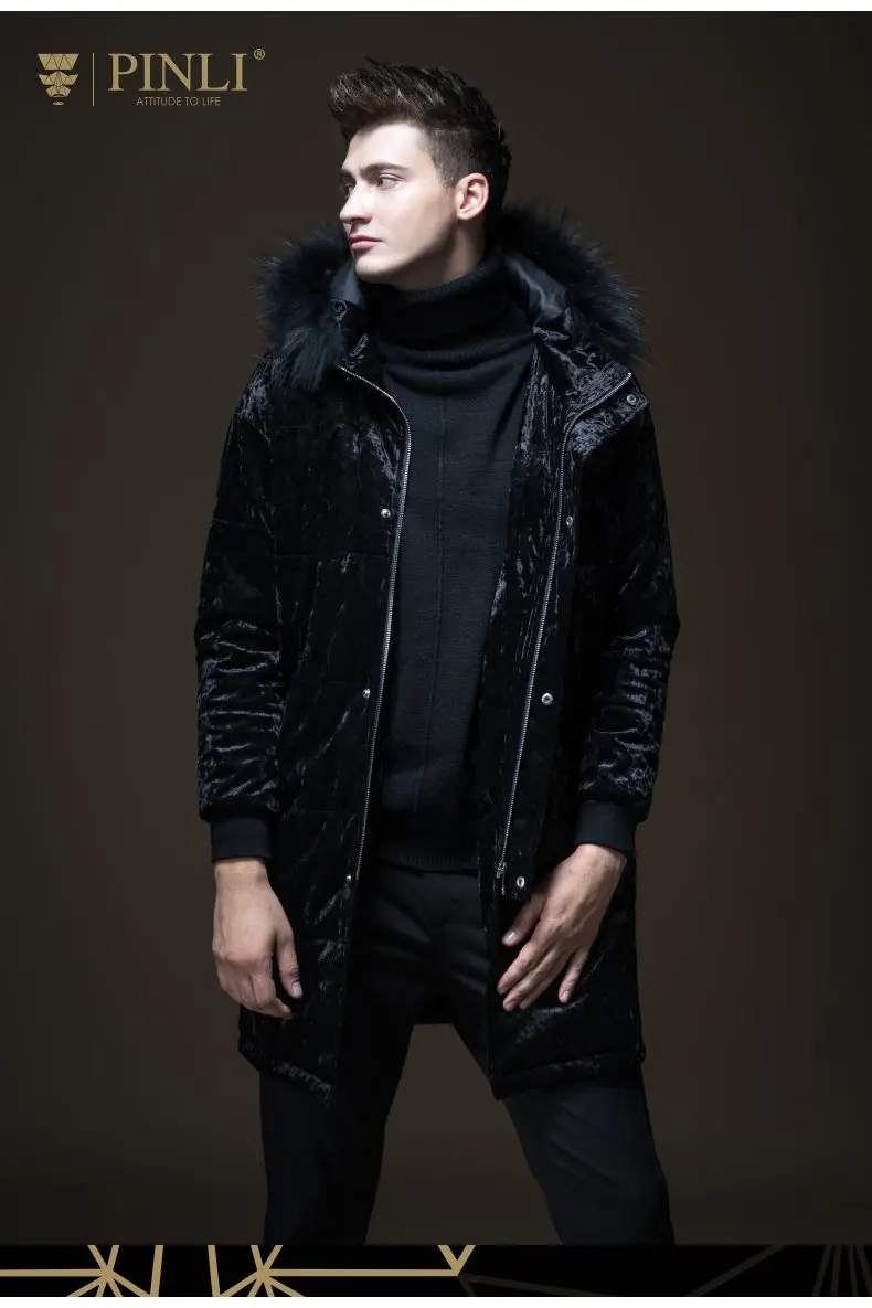 Мужские зимние куртки Chaquetas Hombre, зимние куртки для мужчин s Pinli, мужское длинное пальто из енота B183405555