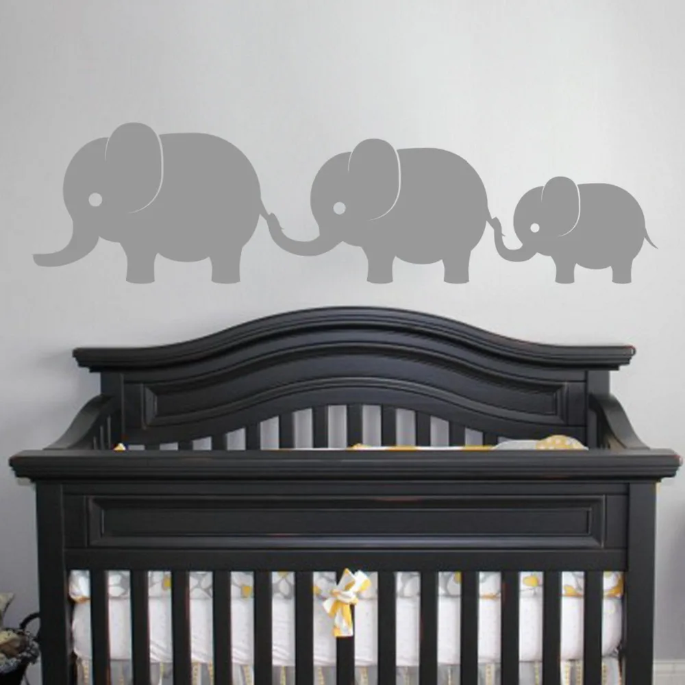 Виниловая наклейка на стену для всей семьи с милыми слонами наклейки маленьких