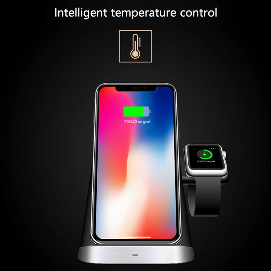 7,5 Вт 10 Вт быстрая Qi Беспроводная зарядная подставка для Apple Watch 2 3 4 серии Airpods Iphone 8 Plus X Xr Xs Max Беспроводная зарядная док-станция