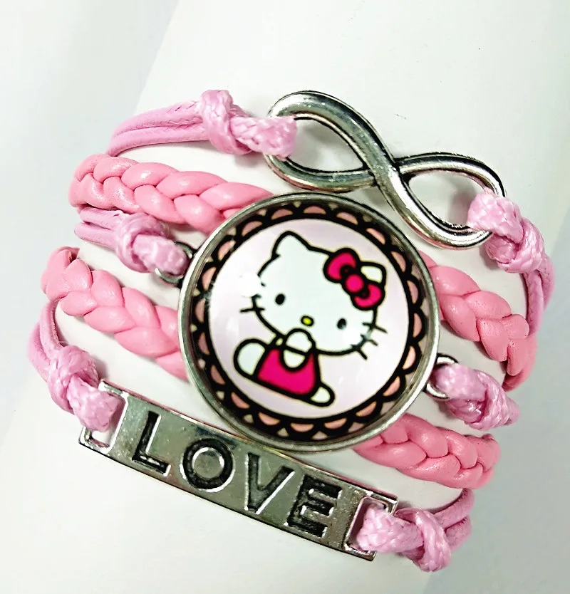 1 шт. изображение случайного Hello Китти браслет для детей девочек стеклянный в