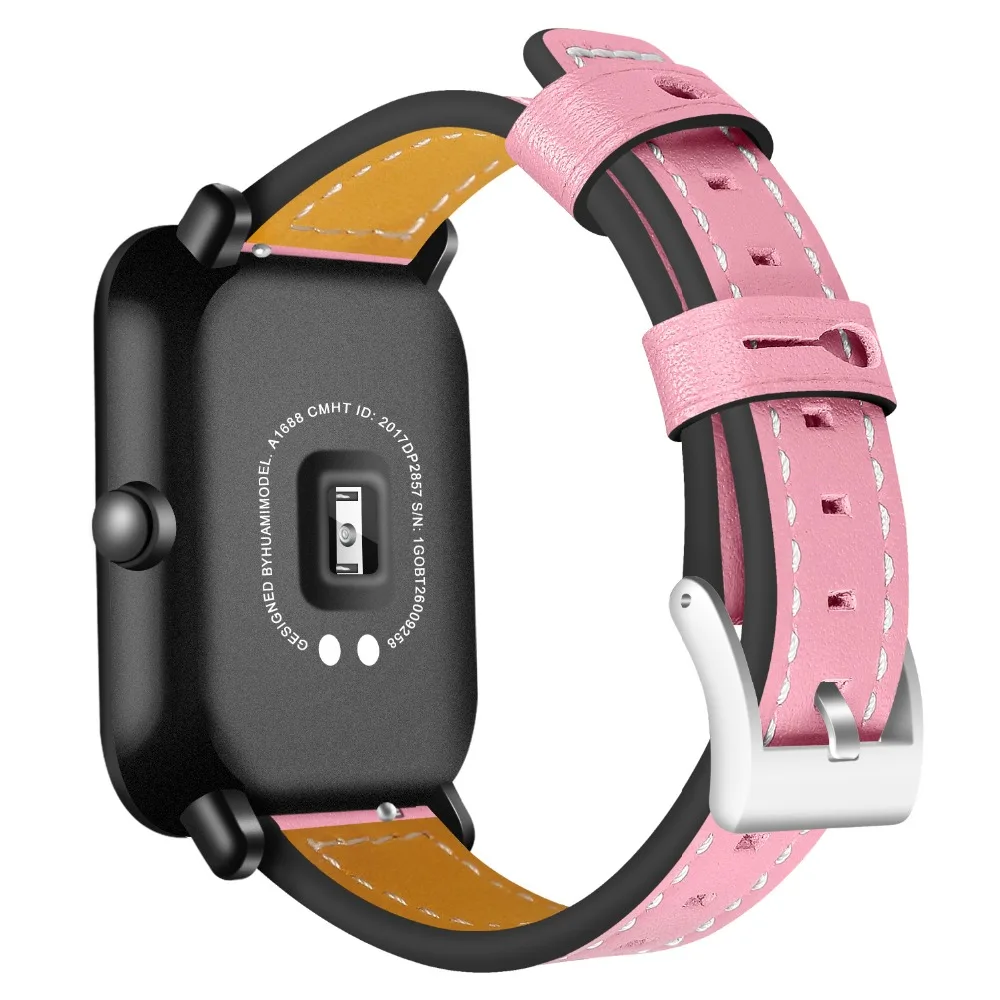 Ремешок кожаный для смарт часов Xiaomi Huami Amazfit PACE Stratos браслет 20 мм 22