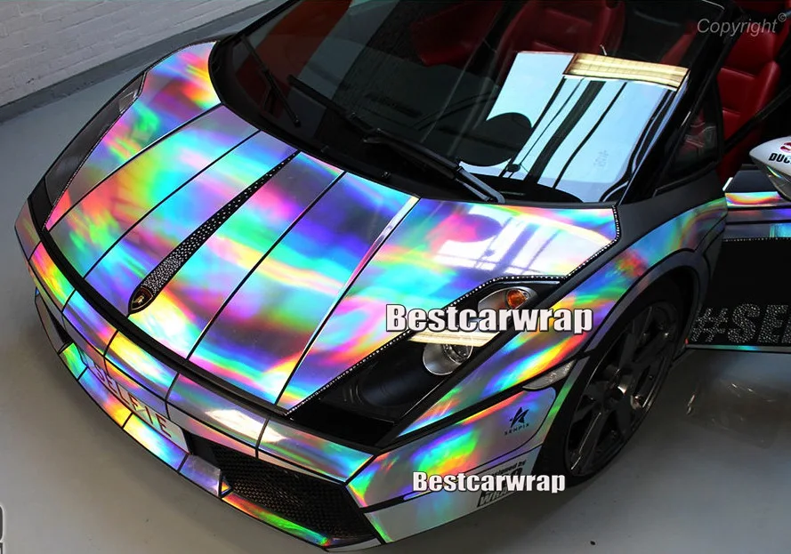 Лидер продаж 2017 года! Серебристый голографический хромированный виниловый чехол