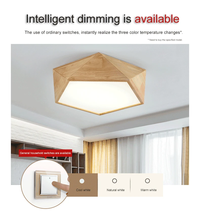 Mooielight Creative Wood Geometric LED Ceiling Lamps modern living room bedroom aisle ceiling light, Indoor Lighting Fixture