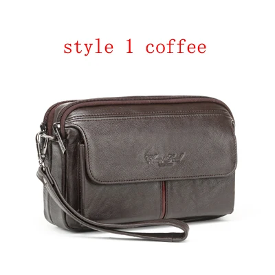 style 1 coffee Мужской клатч, кошелек, настоящий модный кожаный бумажник, Мужской органайзер, чехол для телефона, клатч, Длинный кошелек для монет и сумки - Цвет: style 1 coffee