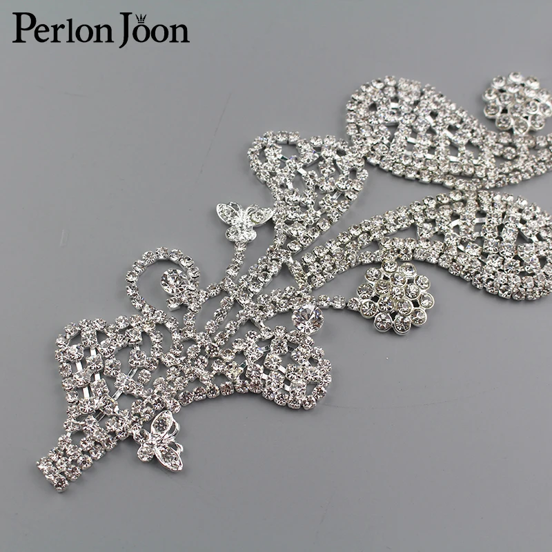 9*3 дюйма мигание Длинный цветок кристалл аппликация Стразы патч пришить для