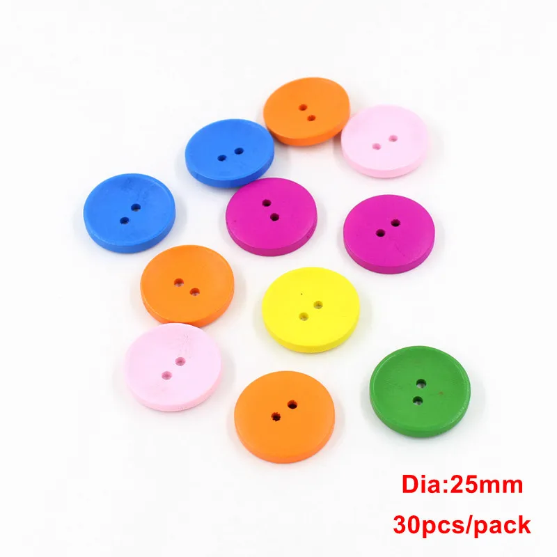 25mm 30pcs Большие размеры 30-50 шт./упак. скрапбукинг украшения для рукоделия аксессуары разноцветный деревянные пуговицы для одежды botones - Цвет: 25mm 30pcs