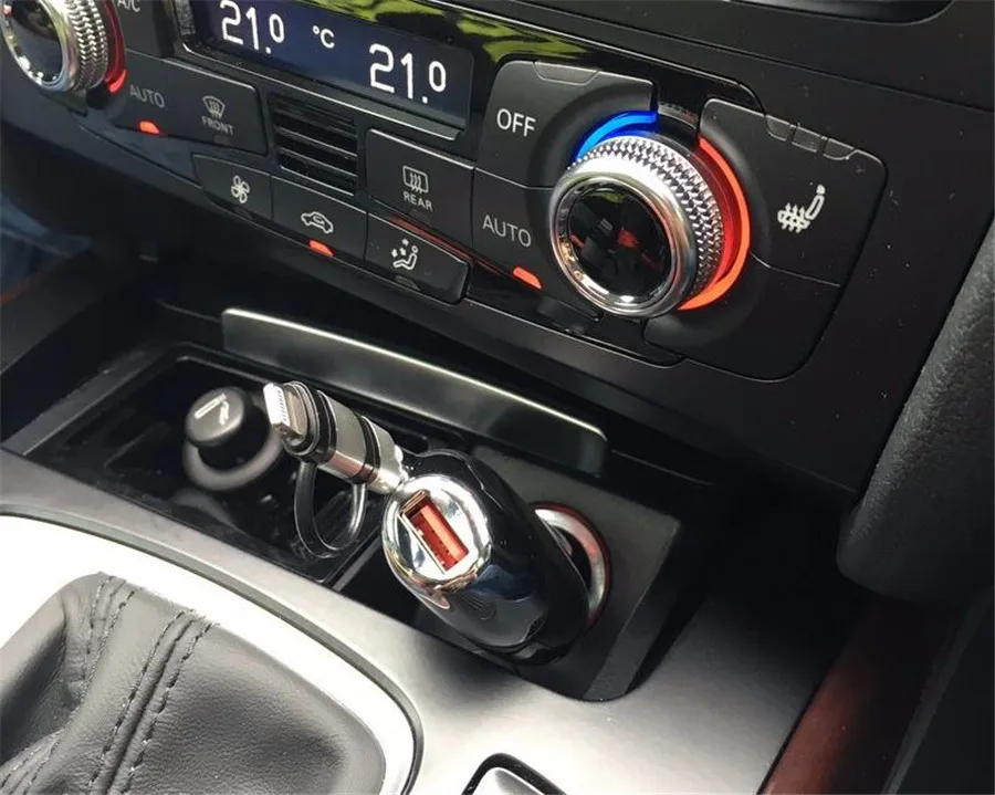 Автомобильное зарядное устройство 2 в 1 Выдвижной зарядный кабель 3 А быстрая