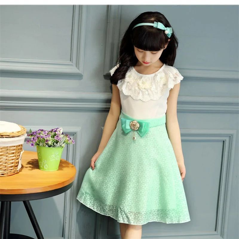 Girls Wedding Party Prom Dresses Quinceanera Robe Princess Pearl Flower Dress With Bow Teens Girl Summer Clothes 4 5 13 Year Old | Детская