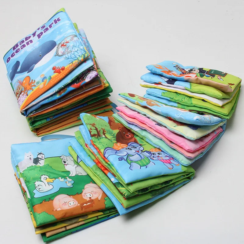 Мягкая тканевая книга на английском языке 6 видов для детей 0 12 месяцев