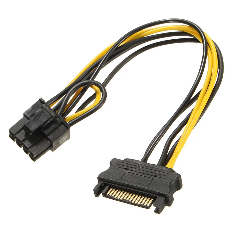 5 шт./лот 15-контактный SATA штекер к 8-контактному (6 + 2) PCI-E кабель питания 20 см до