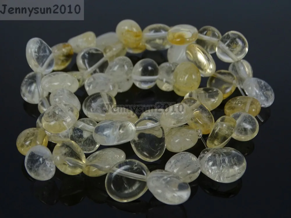 

Natural Yellow Quartz Gems Stone Freeform Flat Teardrop Drop Barpque Beads 16'' Jewelry Making Crafts 5 Strands/Pack