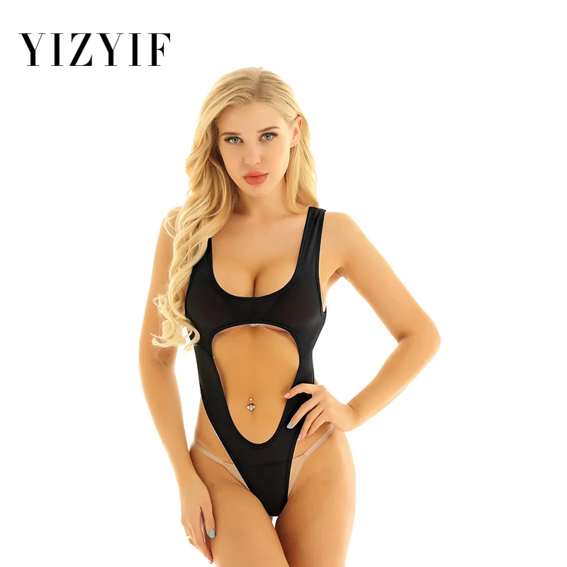 Цельный купальный костюм женские боди с открытой промежностью сексуальное