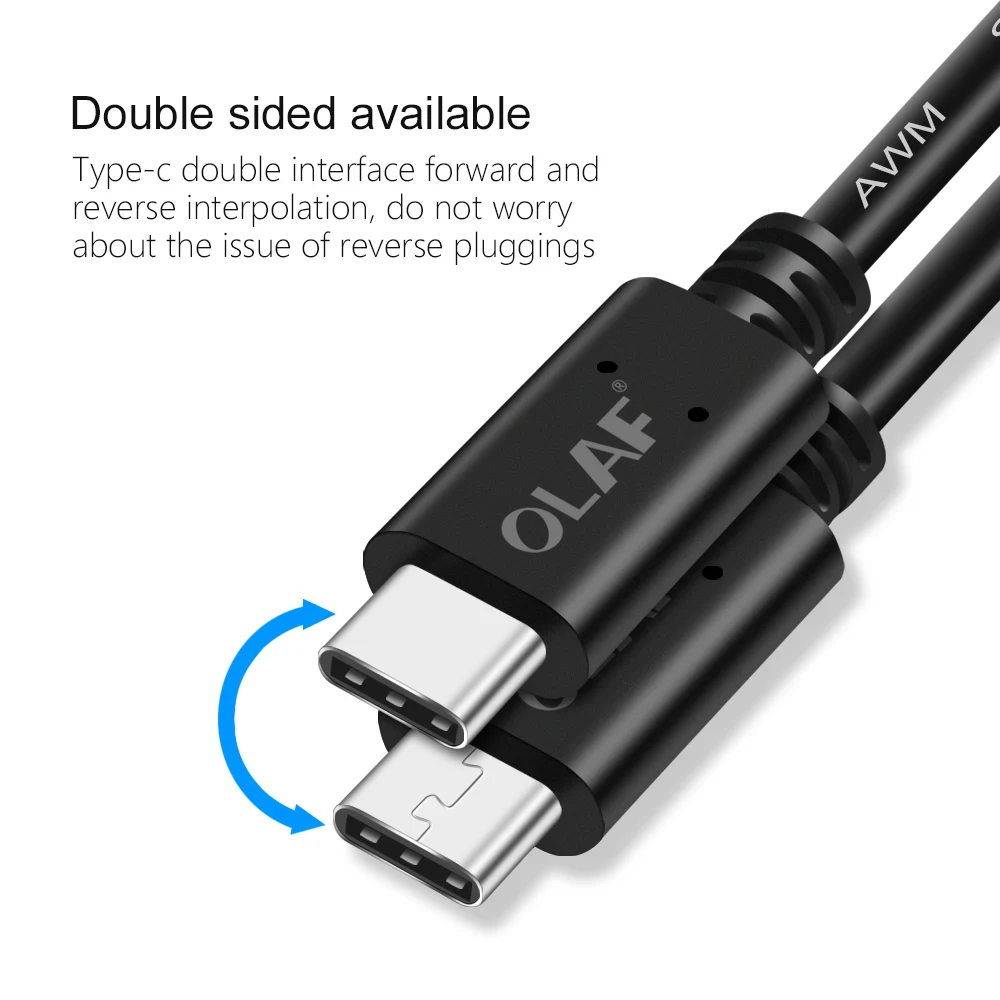 Олаф кабель-Переходник USB C на USB-C кабель 3A Быстрая зарядка PD Тип c Male для samsung S9