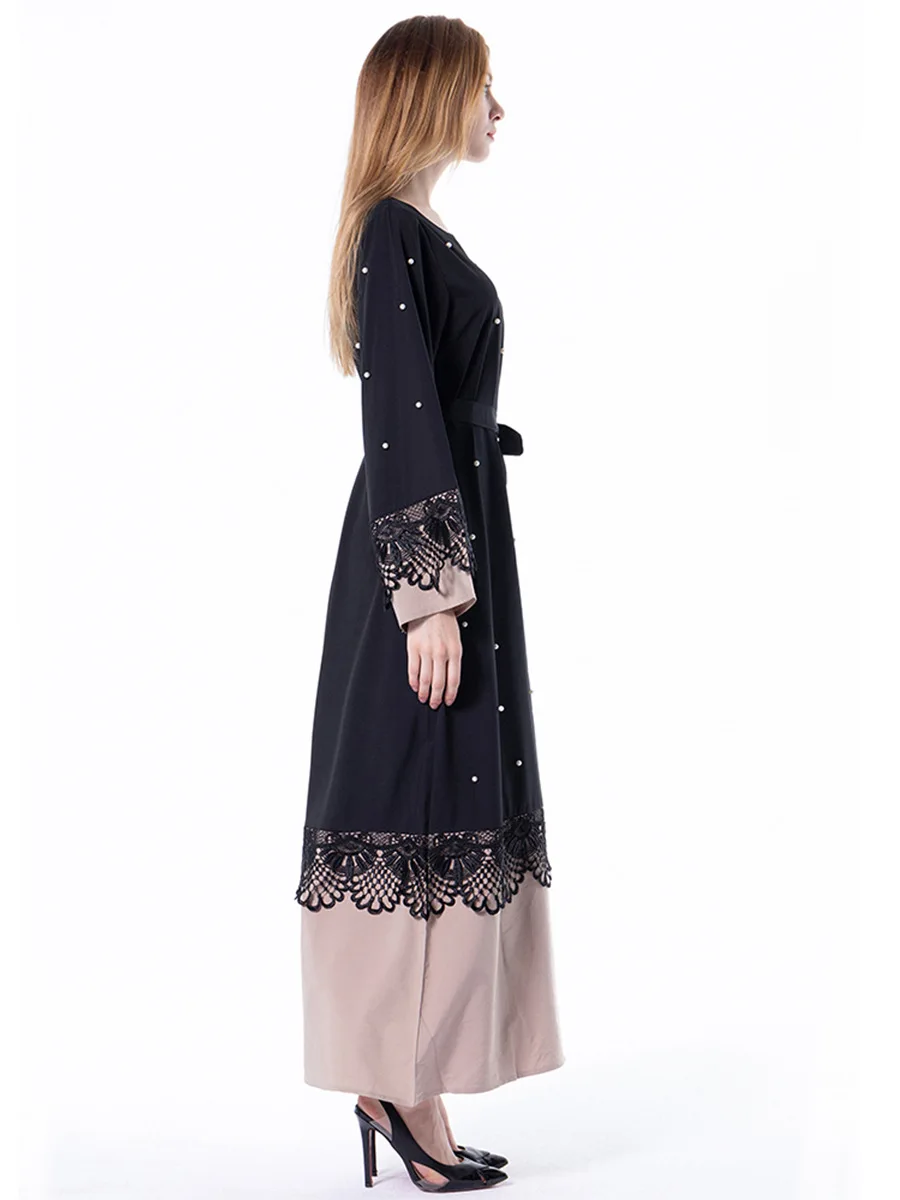 Женское облегающее платье-Кафтан Abaya в Дубае кружевное Макси-хиджаб с бисером