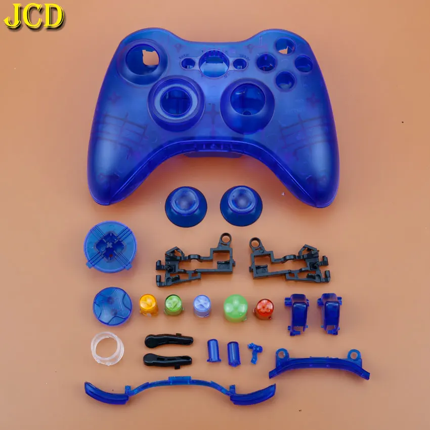 JCD для Microsoft Xbox 360 беспроводной контроллер жесткий чехол геймпад защитная оболочка Крышка с кнопками комплект аналоговые палки бамперы - Цвет: Clear Blue