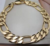 solid figaro bracelet yellow gold filled massive mens bracelet long 8 6