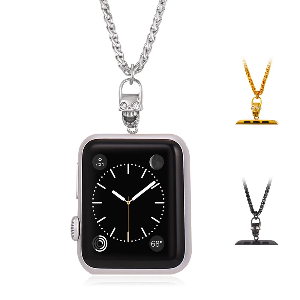 Прохладный Череп Цепочки и ожерелья для Apple Watch 38 мм/42 мм золото/Нержавеющая сталь