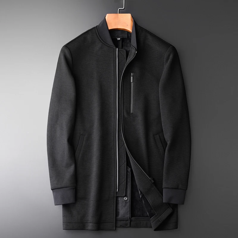 

Minglu Add Inner Pleuche Coat Men Hight Quality Long Style Stand Collar Mens Coats And Jackets Plus Size 4xl Casual Man Coat