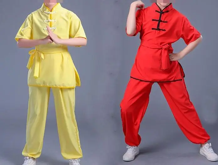 Унисекс яркий синий/красный/желтый детский тренировочный костюм tai chi детские