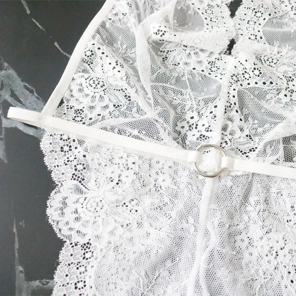 

2019 New Sexy Lingerie Fashion Women's Lace Babydoll Dress See Through Nightwear Open Bra Plus Size Sleepwear Underwear