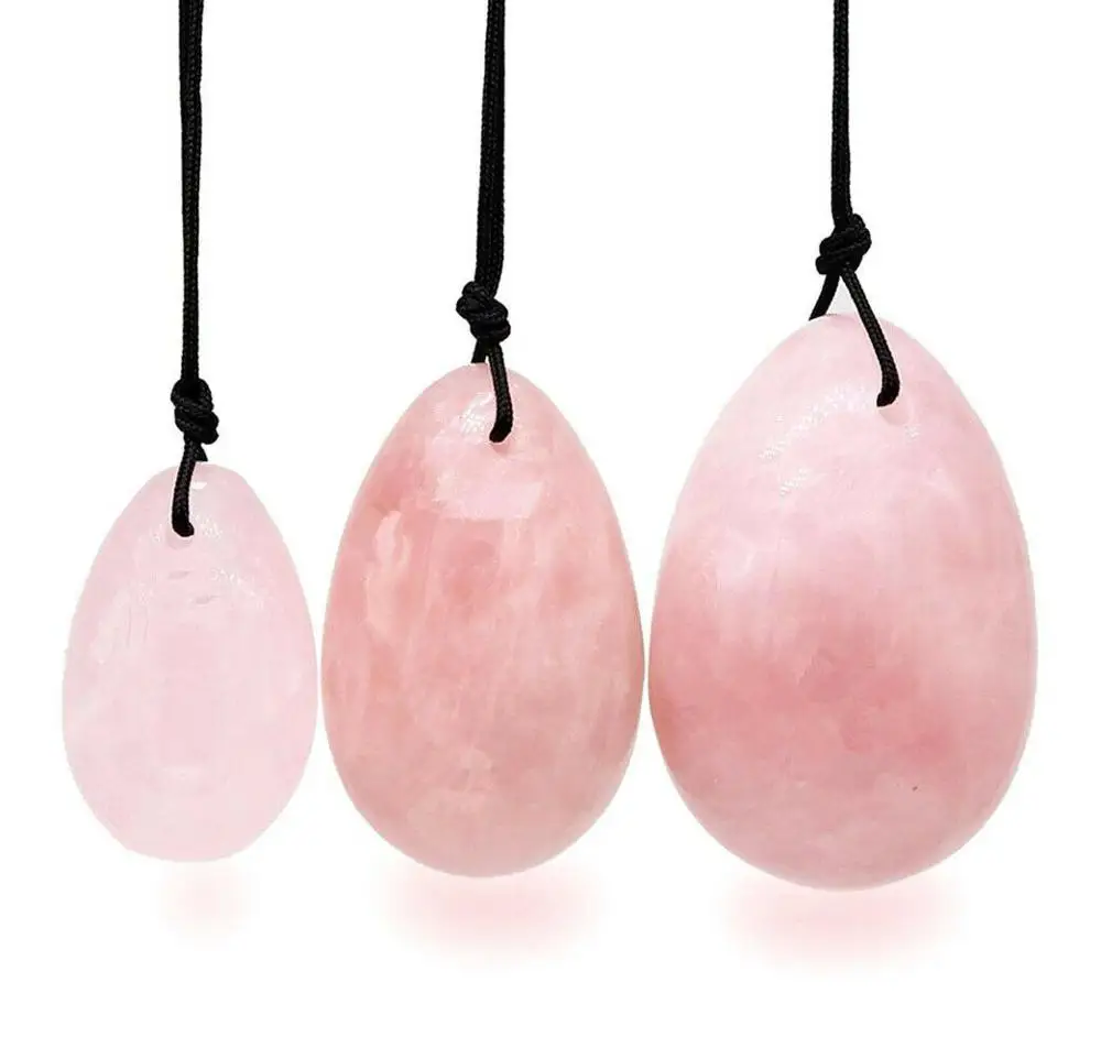 3 шт. натуральный розовый кварцевый кристалл Яни яйца Упражнение ручной шар