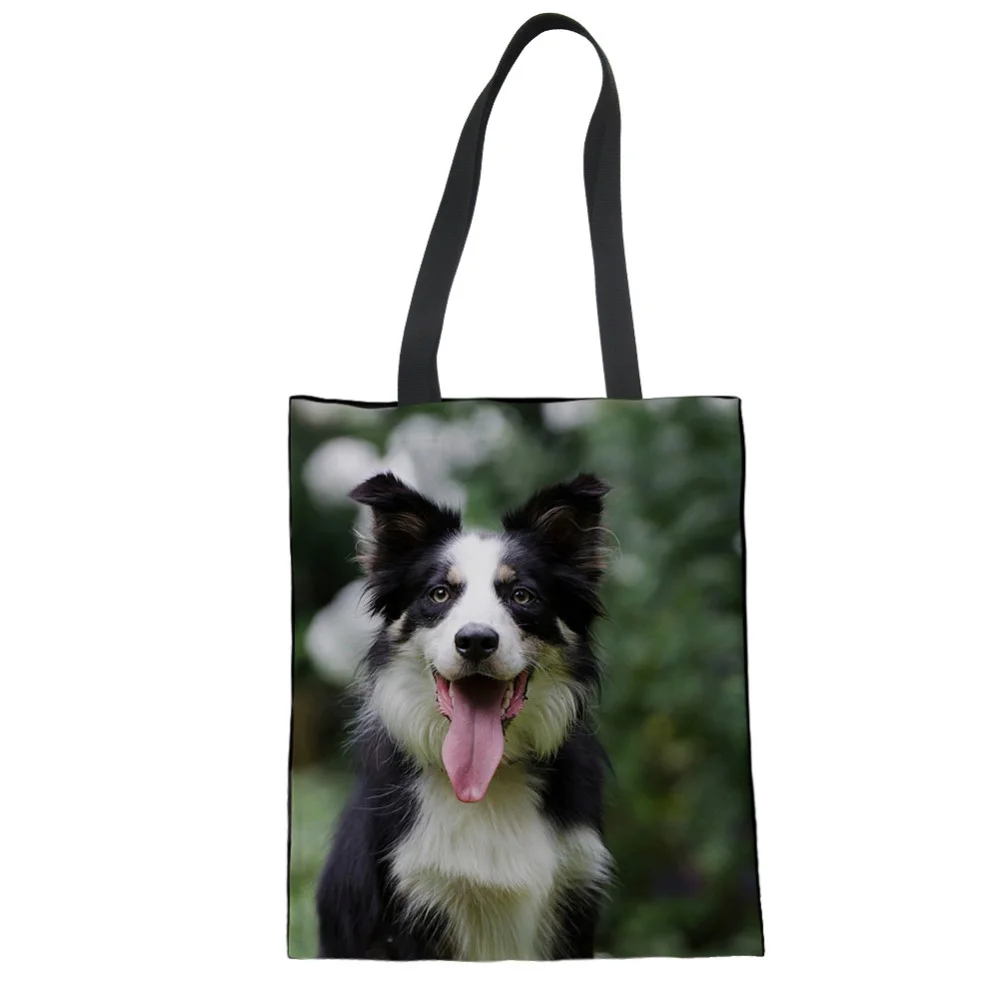 WHEREISART Заказная складная эко многоразовая сумка для покупок Border Collie Dog Складная
