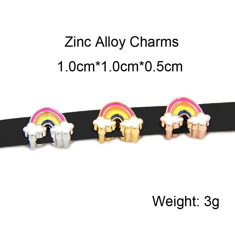 YUKAM Slider Jewelry Friendship 8mm Cute Enamel Rainbow LGBT Slide Charms Keeper for Mesh Bracelet DIY Accessories Making | Украшения и