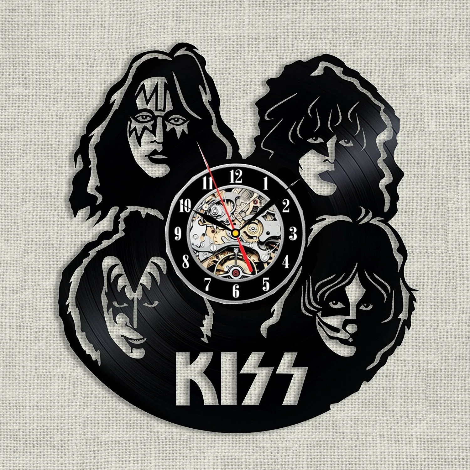 Настенные часы Kiss ручной работы с виниловой пластиной забавный подарок