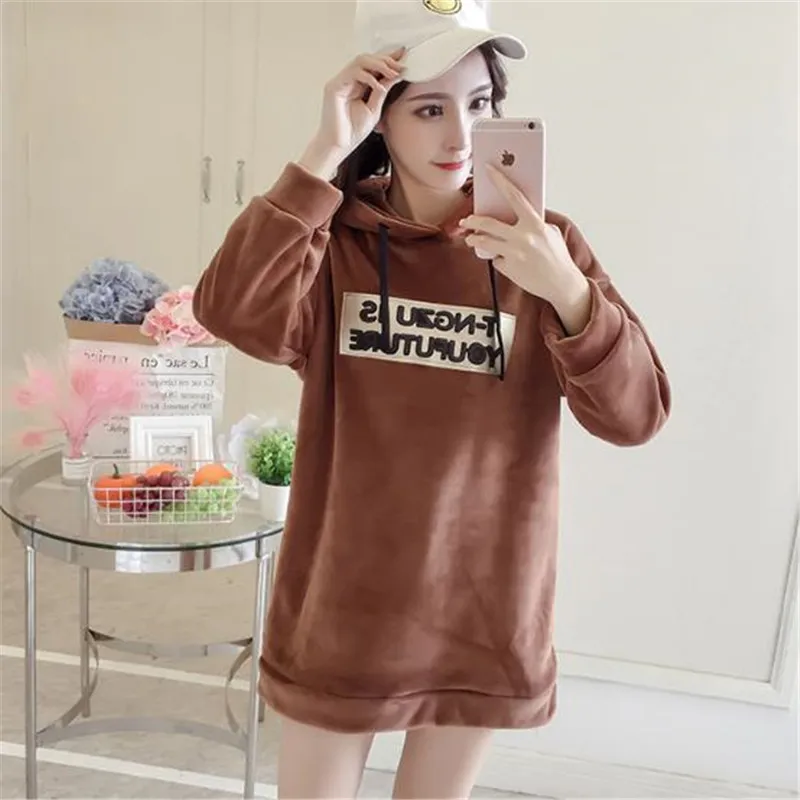 

new Winter Women Sweatshirts Thick big size Girl Hoodies female Fashion Hoody Pullover tops Gold velvet Loose Student clothing