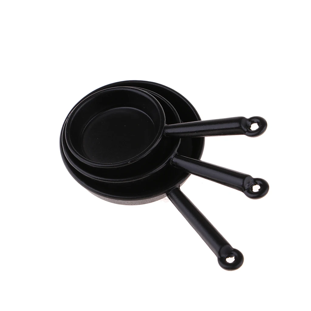 Black 1/12 кукольная кухня кухонная посуда Миниатюрные Горшки и сковородки модель сковородки мини кухонная утварь для кукол дом жизни орнамент-Декорация - Цвет: Black